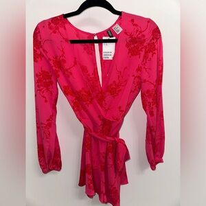 Pink floral romper